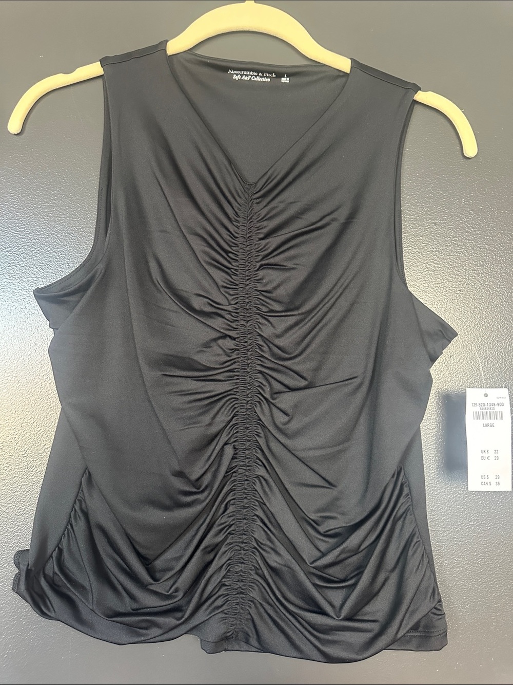 Abercrombie & Fitch Black Center-Ruched V-Neck Tank